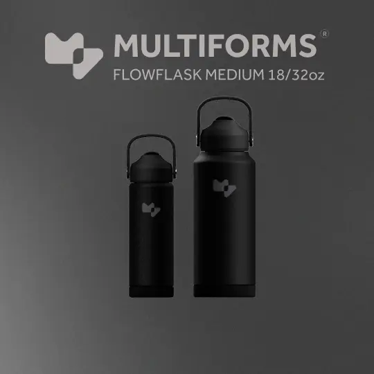 Multiforms 18/32oz Flowflask Midnight  | Thermal Flask Water Bottle | Straw | Stainless Steel