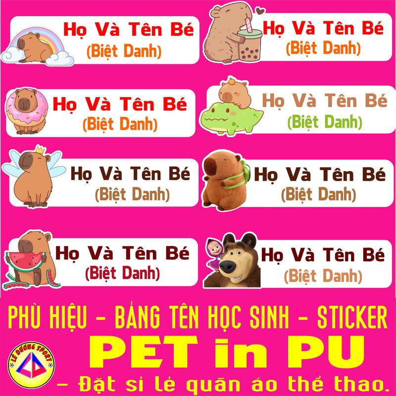 Phù Hiệu Học Sinh Bảng Tên Loại màng PET in phun PU ủi nhiệt bằng bàn ủi