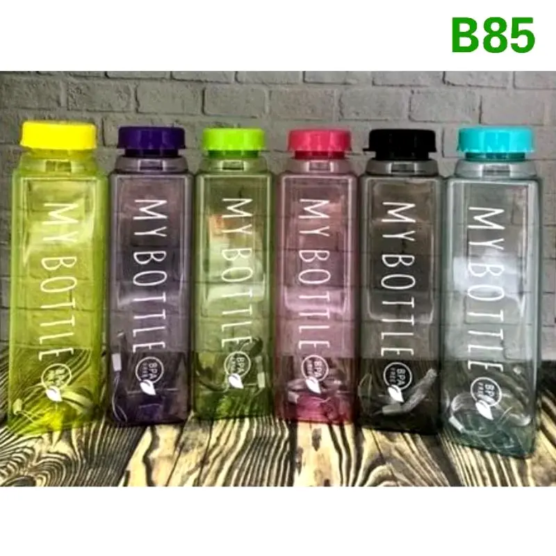 B ( B85 ) MY BOTTLE KOTAK TRANSPARAN WARNA / BOTOL MINUM / KWALITAS TERBAIK /  TAHAN PECAH Plastik Souvenir Kitchenware Water 1