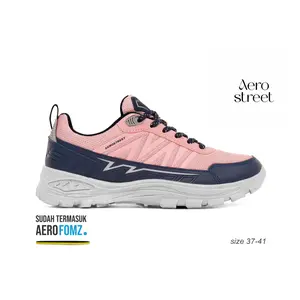 Aerostreet LC Trex Sepatu Outdoor Sneakers Wanita Pria 37-41 Abu Biru Tua Merah Muda Hiking Ringan Nyaman