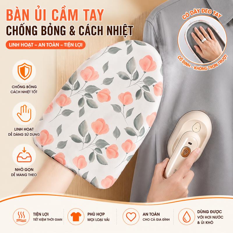 Thảm ủi cầm tay mini, thích hợp sử dụng tại nhà, với máy hấp quần áo và bàn ủi điện. Thảm chịu nhiệt di động, lý tưởng cho các chuyến công tác và du lịch.