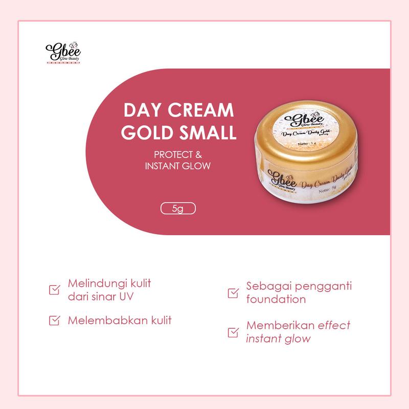 Gbee Glow Beauty Day Cream Gold Small 5gr Mengandung SPF 30 PA++  Perawatan Mencerahkan Kulit Remaja Wajah 1