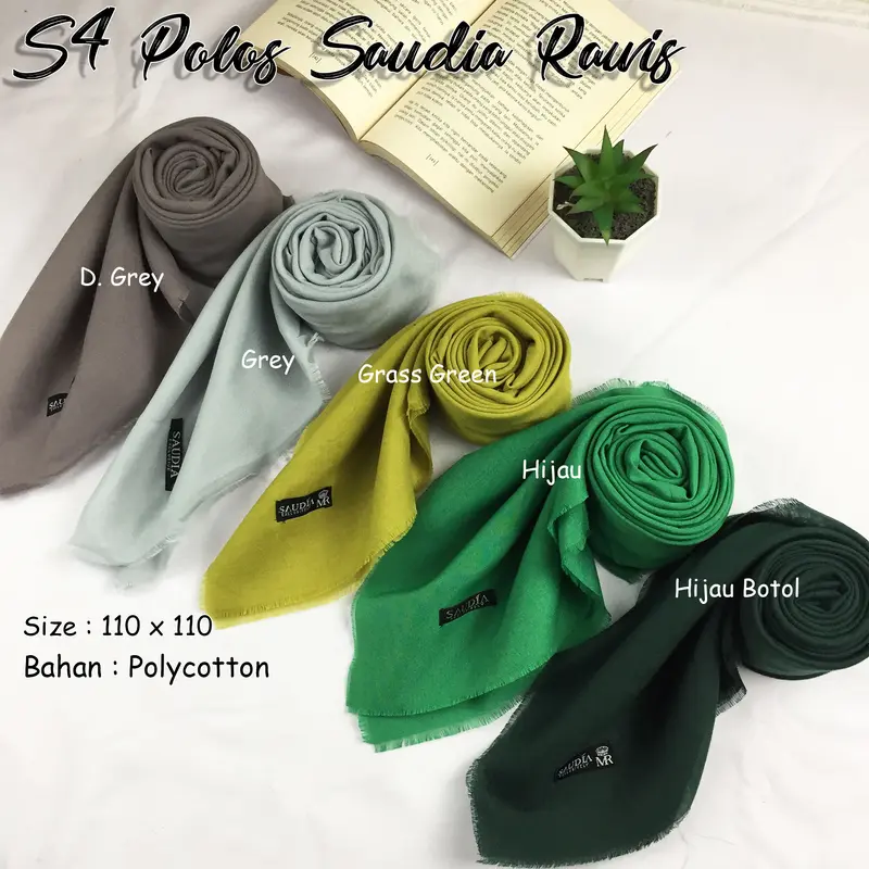JILBAB Segi empat POLOS SAUDIA RAWIS Katun Nyaman Simple Kerudung  Square  Polycotton Basic Muslim P 2