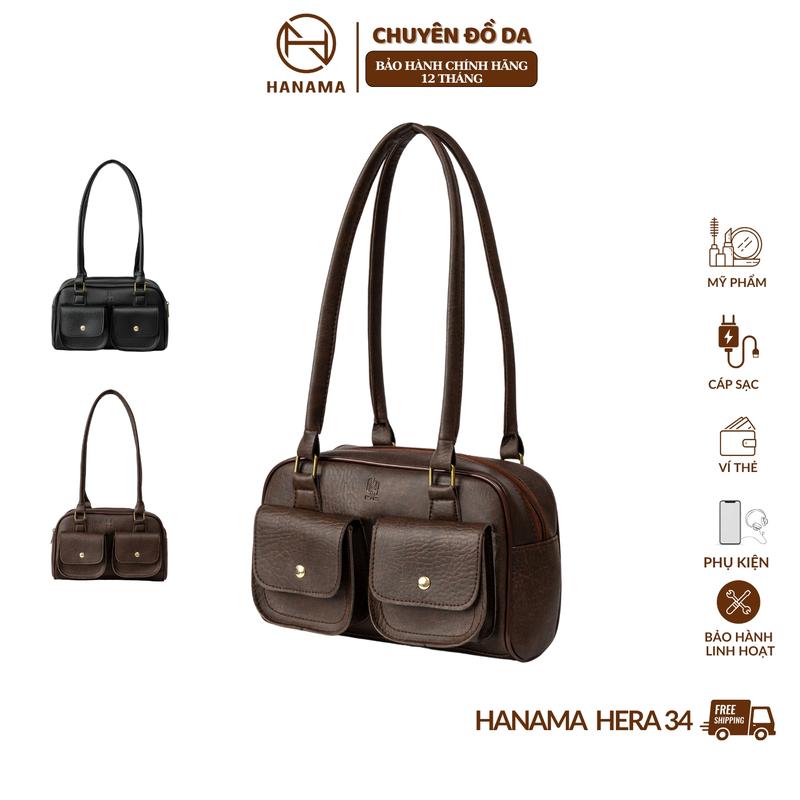 [SALE DAILY _ GIÁ SỐC]_ Túi xách nữ đeo vai thời trang Hanama  Hera 34 nhiều ngăn Khóa mạ đồng cao cấp chống xước Da Bag Women