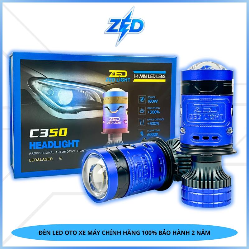 Chuẩn Hãng ZED LIGHT Đèn Pha LED Bi Cầu Mini C350 - Công Suất 90W Điện Áp 12V Tâm Trợ Pha Laser Kết Hợp Pha Màn Chập Chiếu Cực Xa Trên 200m - Bảo Hành 2 Năm