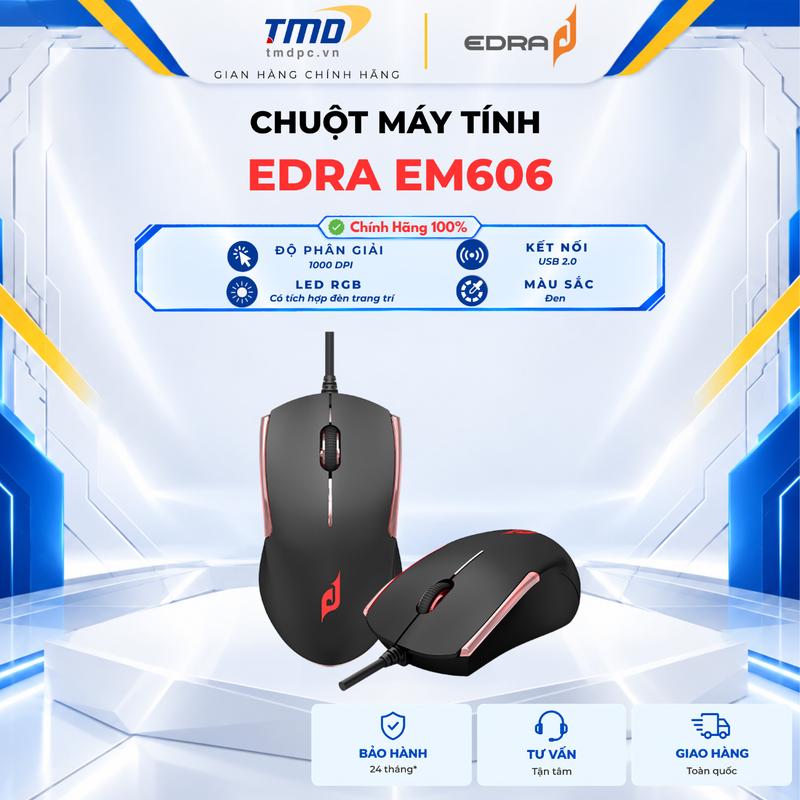 Chuột Văn Phòng E-DRA EM606 | 1000 DPI | USB 2.0 Có Dây | Màu Đen