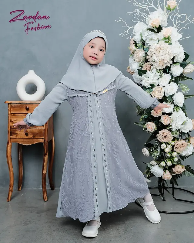 Afifa gamis set anak perempuan malika mix cringkle/ gamis anak cantik elegant gamis set terbaru 3