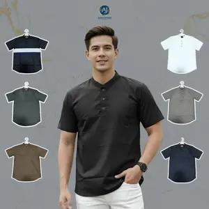 Baju Koko Kurta Pria Muslim Pendek Hitam