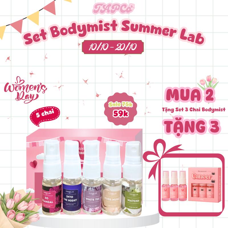 Set Bodymist set 10ml Mùi hương Nữ tính Trẻ trung, Quyến rũ - Summer Lab Cosmetic Perfume Nước Hoa Trà
