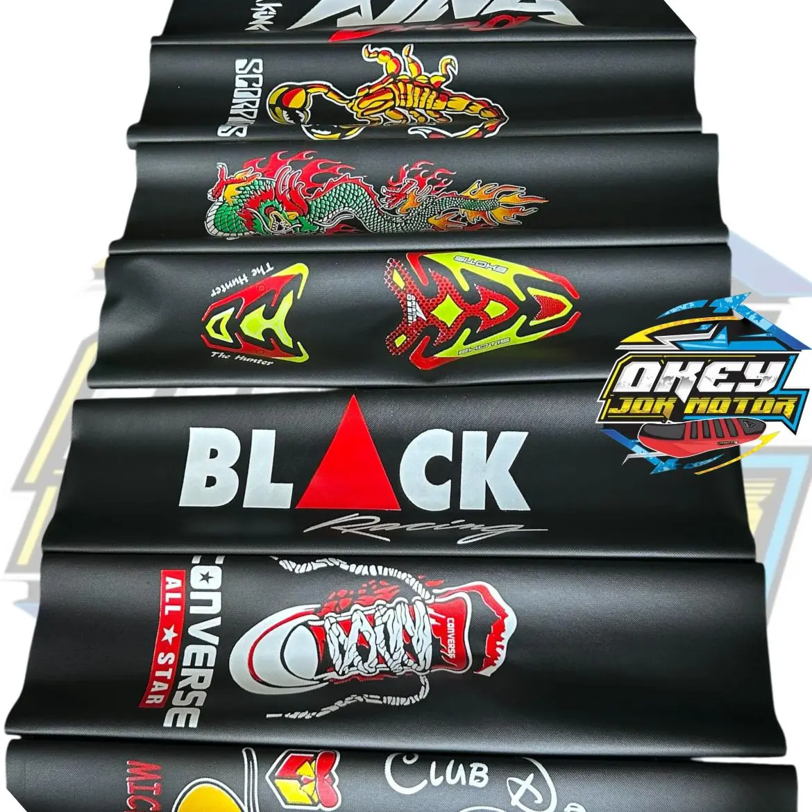 Kulit jok motor GAMBAR besar tersedia 2 ukuran 85x46cm dan 91x46cm