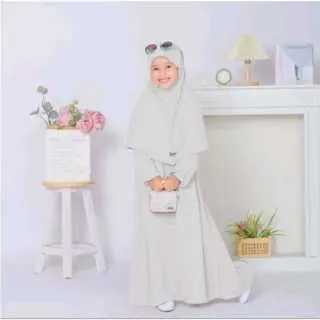 GAMIS ANAK MUSLIM PEREMPUAN SET HIJAB AISYAH CRINGKLE BAHAN ADEM 2
