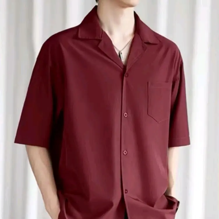 Baju Pantai Kemeja Polos Haway Kerah Piyama Bahan Katun Rayon korean Style Termurah 3