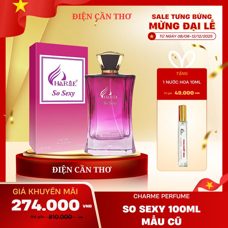  Nước hoa nữ Charme So Sexy 100ml Tặng 1 nước hoa 10ml - Hương Hoa Cỏ Trái Cây Thích Hợp Sử Dụng Ngày Và Đêm nước hoa charme perfume chính hãng H R V E 