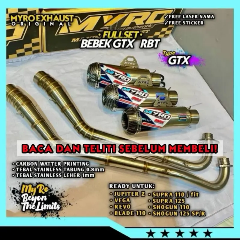 KNALPOT GTX RBT TRAIL JUPITER VEGA SUPRA REVO SHOGUN ORIGINAL MYRO EXHAUST Type GTX