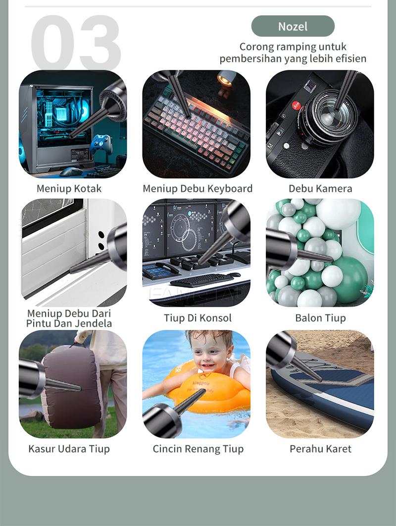 Good Deall Vacum Mini XCQ 02 Kuat 9000pa NirkabelMultifungsi untuk Mobil Sofa & Sudut Rumah Cas 1.5 Jam Pakai 30 Menit Penyedot Debu