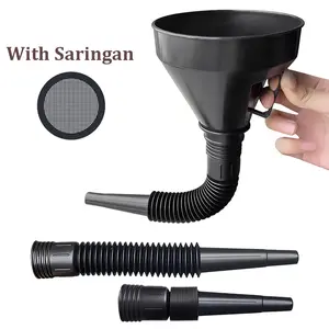 Corong Minyak Bensin Oli Selang Fleksibel Bulat Wide Mouth Funnel Retractable Wadah Kitchenware Plastik with Saringan