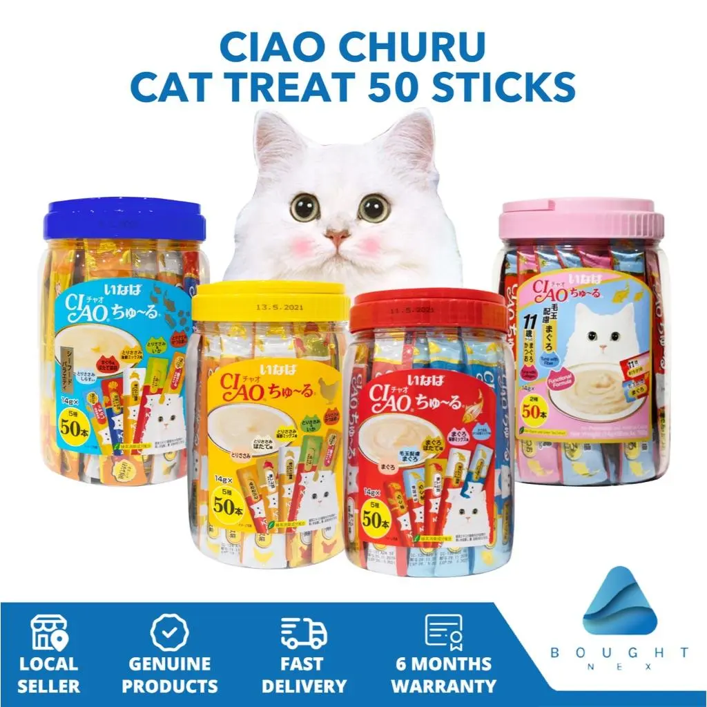 Ciao Churu Cat Treat 50 Sticks Festive Packs Chicken Tuna Seafood Real Ingredients Convenient Premium Nutritious