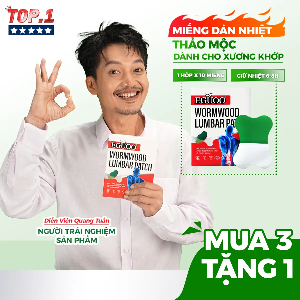 Miếng Dán Nhiệt Thảo Mộc Thiên Nhiên Giúp Hỗ Trợ Giảm Đau Mỏi EGUOO