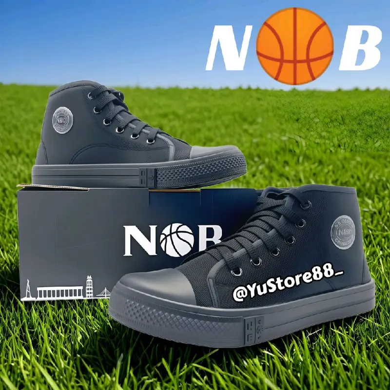 Sepatu Sekolah Hitam (SOL KUNING) NB Tinggi Sepatu Tali SD SMP SMA Laki2 Perempuan Tanpa Box 1