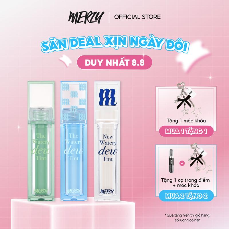 [NEW DEW] Son Tint Bóng Dạng Thạch Trang Điểm Hàn Quốc Merzy New Watery Dew Tint 4g Cosmetic merzy tint merzy xanhdương
