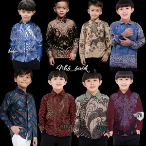 Baju batik anak lengan panjang usia 2-12 tahun kemeja formal anak cowok laki laki modern premium atasan pria hem anak Fashion Katun Pendek Nyaman Motif baju murah