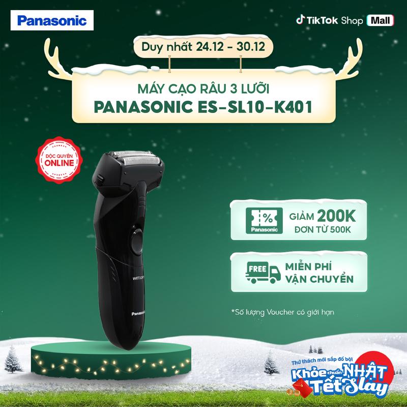  Máy cạo râu 3 lưỡi Panasonic ES-SL10-K401 - Lưỡi cắt hình cung an toàn cho da - Thiết kế hiện đại - Pin AA - Dễ dàng vệ sinh - Bảo hành chính hãng 12 tháng 