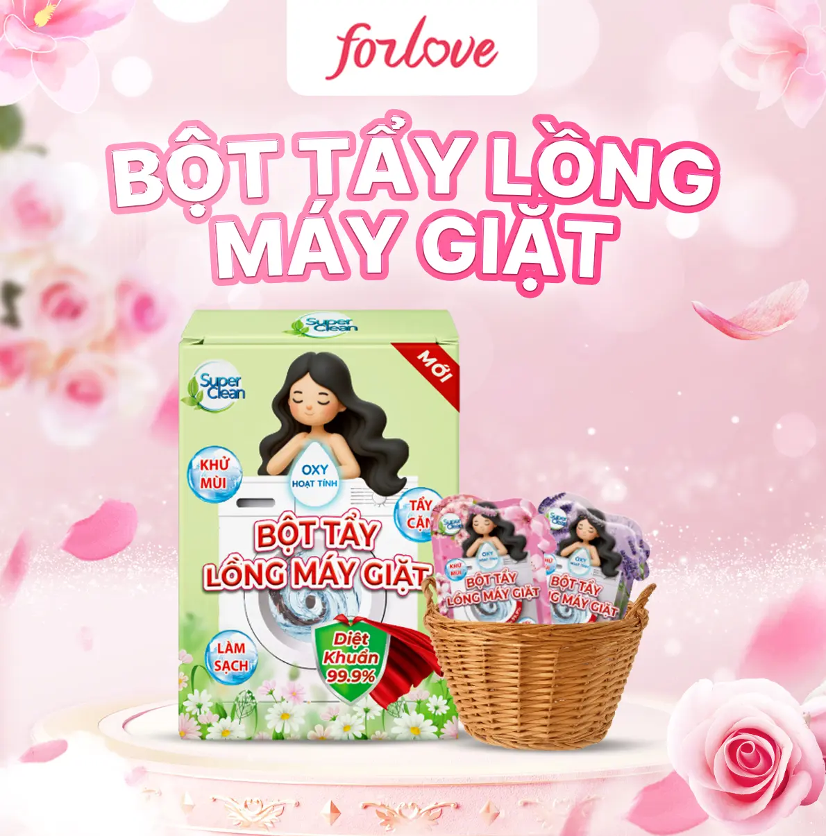Bột Tẩy Lồng Máy Giặt SuperClean - Giúp Làm Sạch Lồng Giặt Hiệu Quả, Kháng Khuẩn, Khử Mùi, Diệt khuẩn 99,9%