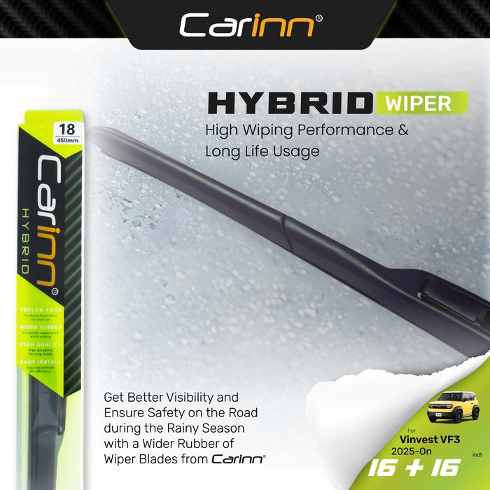 Gambar Carinn Sepasang Wiper Hybrid Kaca Depan Mobil For Vinvest VF3 2025-On 16 & 16 -2 Pcs dari Carinnstore Kota Administrasi Jakarta Pusat Tokopedia