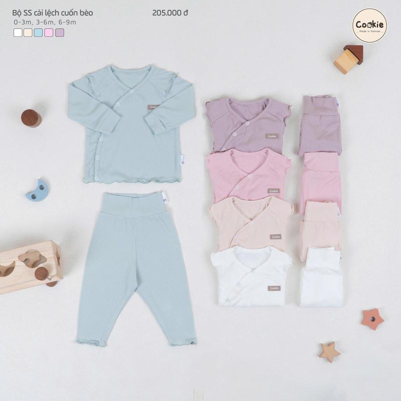 Sơ Sinh Bé Gái Combo 2 Bộ Quần Áo Sơ Sinh Dài Tay Cài Lệch Cuốn Bèo Cho Bé Gái Size Từ Newborn Đến 9 Tháng Chất Cotton Tăm Lạnh