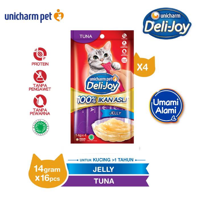 Gambar Deli-Joy Snack Kucing Basah 14g - Jelly Rasa Tuna - 4 Packs dari UNICHARM PET SHOP Kab. Tangerang Tokopedia