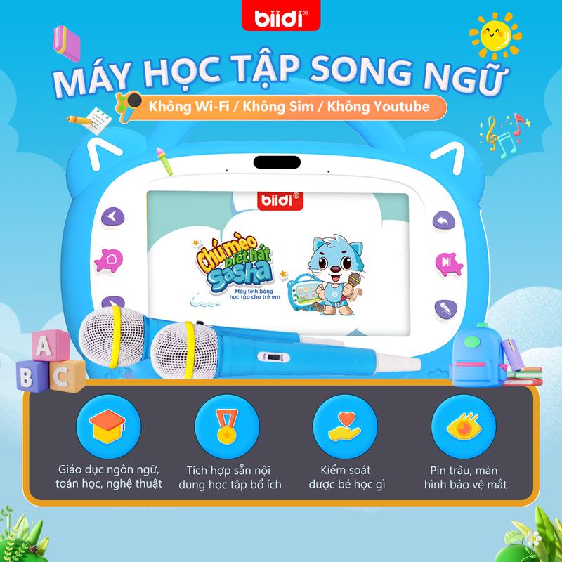 Máy học tập song ngữ cho trẻ em 7 inch Biidi, máy tính bảng song ngữ Anh-Việt…