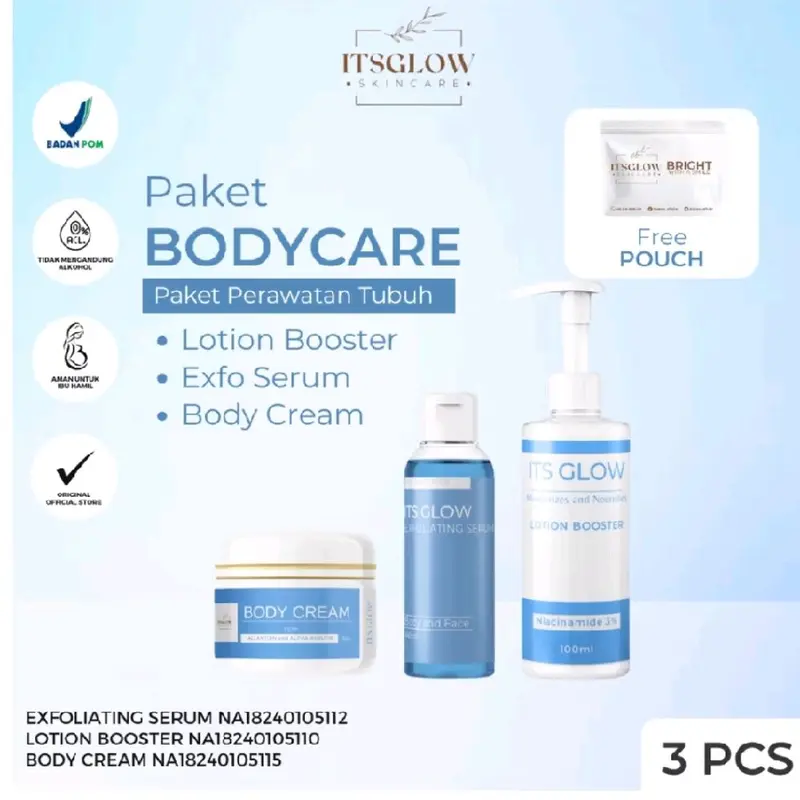 ITS GLOW PAKET BODYCARE VARIASI LENGKAP | PAKET BADAN BOOSTER BODY CREAM BOOSTER Arbutin Mencerahkan Niacinamide 1