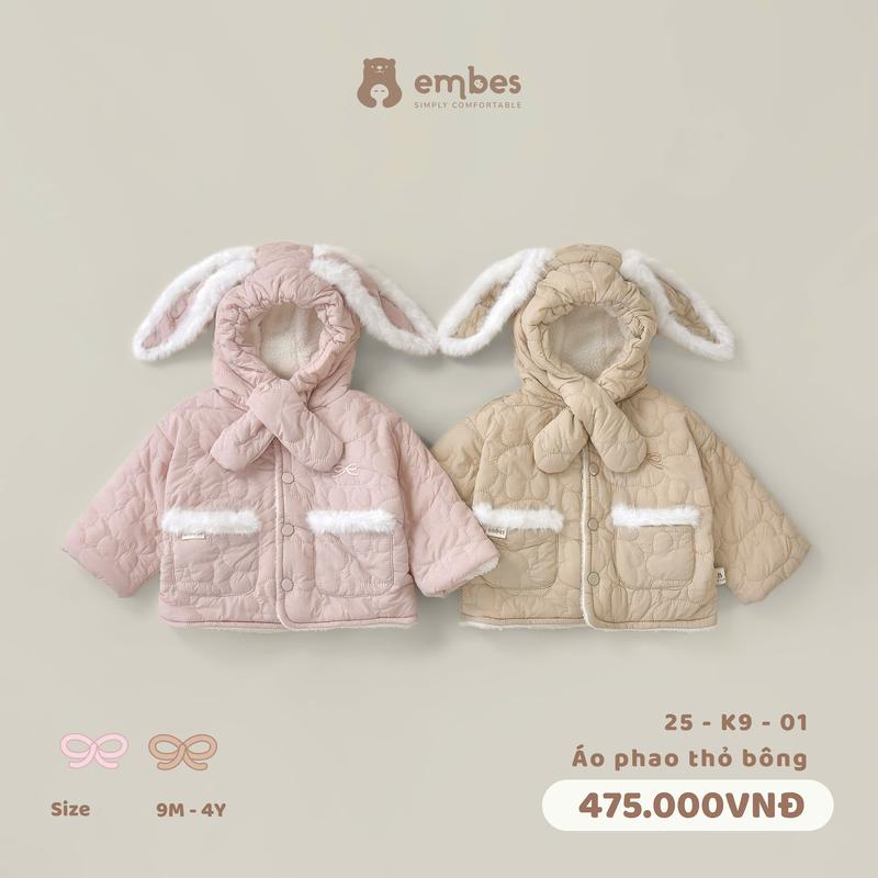  Áo khoác phao thỏ bông cho bé Embes Việt Nam từ 9 tháng - 4 tuổi - 25-K9-01 