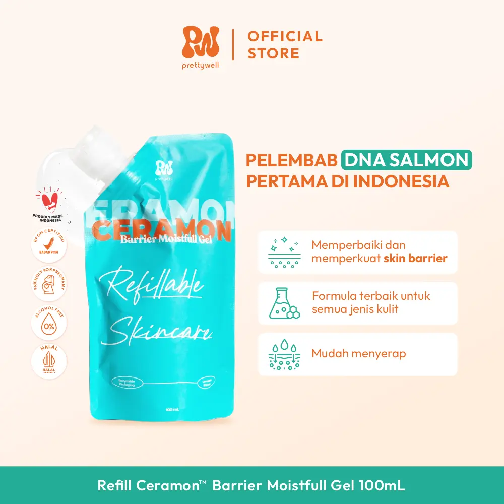 Prettywell CeraMON Barrier Moistfull Gel 100 mL - Ceramide - Panthenol - Moisturizer - Pelembab Wajah - Hydrating