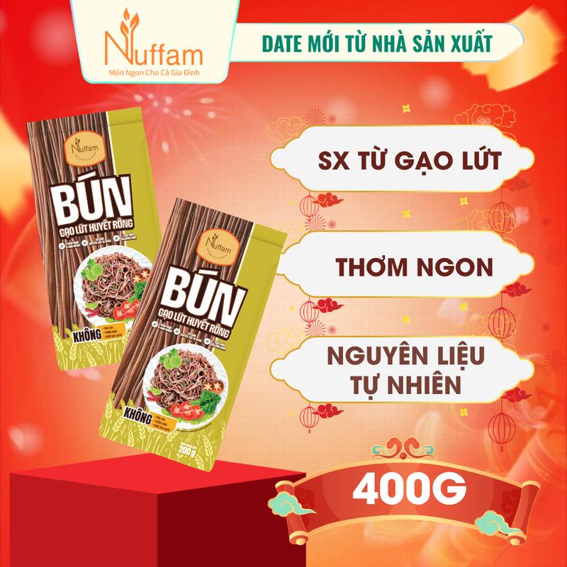 COMBO 2 Gói Bún Gạo Lứt Hữu Cơ Huyết Rồng Nuffam - An Toàn Dinh Dưỡng- Gói 200gr