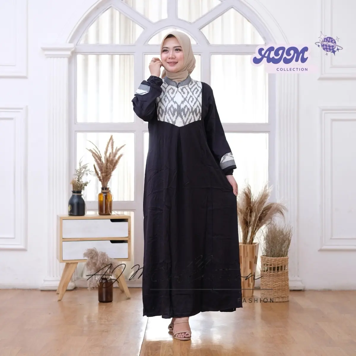 Gamis Twill Ori Kombinasi Tenun Troso (Sleting)