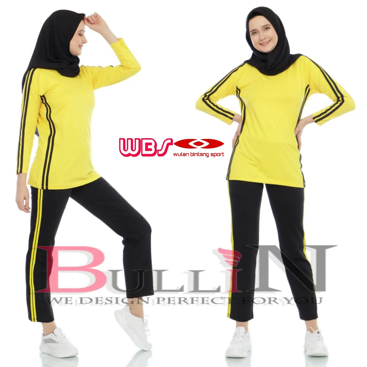BULLIN Setelan Senam Wanita Panjang List Standar Dan jumbo