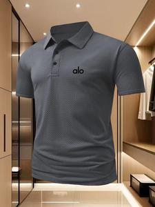 Camiseta de polo para hombre Alo de secado rápido y elástica | Mezcla de poliéster y elastano | Estilo básico que absorbe la humedad, de secado rápido, disponible en varios colores | Para múltiples escenarios, casual y versátil