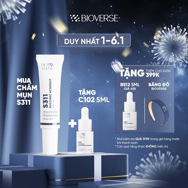  Gel chấm mụn 3% Succinic acid + 1% Salicylic Acid Bioverse S311 Succinic Acneout 10ml 
