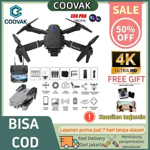 【BISA COD】COOVAK Drone E88 Lipat Mini Drone Kamera HD 4K WiFi FPV RC Quadcopter Drone Murah Terbaik Stabil Gyro Altitude Hold Headless Mode Cocok Pemula Mainan Anak Terlaris Portable Android iOS Kamera Udara HD Live Camera Foto Remote