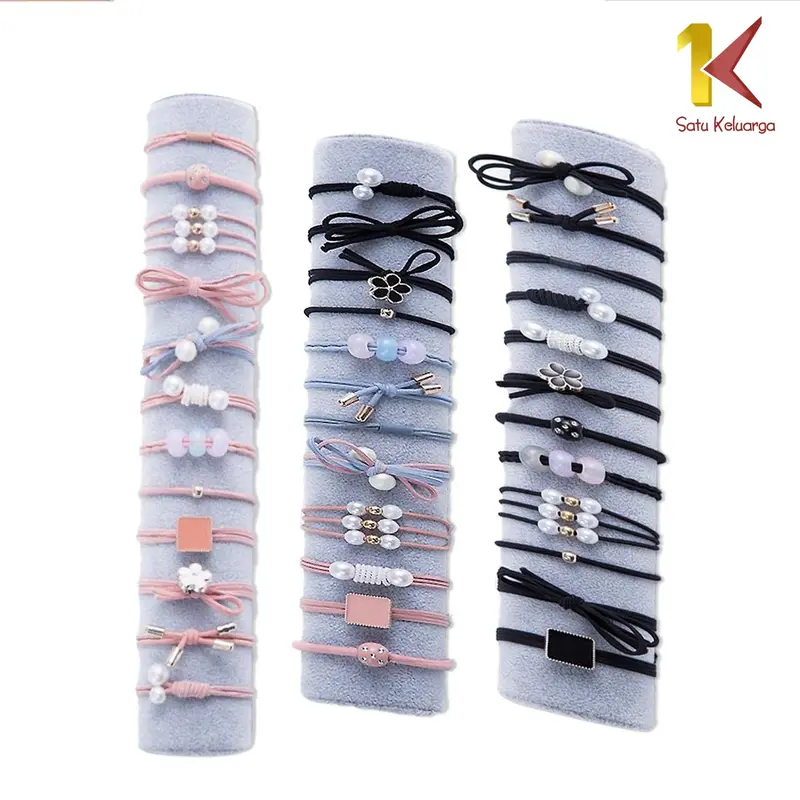 [COD] SK C13 12 Pcs Ikat Rambut Karet Mutiara Pita Aksesoris Rambut Wanita Anak Fashion 6