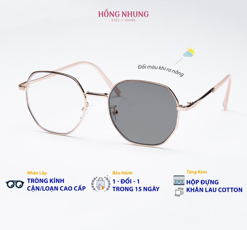 Kính Cận Đổi Màu Mã M34 – Gọng Kim Loại Cao Cấp Đa Giác, Hợp Mặt Nhỏ & Vừa, Lắp Độ Cận Free - Women Mắt Kính MATKINHHONGNHUNG