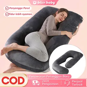 Bantal Ibu Hamil Jumbo Premium Maternity Pillow untuk Tidur Nyaman Cover 2 Lapis Bisa Dilepas Pasang Double Resleting Bantal Menyusui Tebal Full Cocok untuk Bumil & Busui Katun
