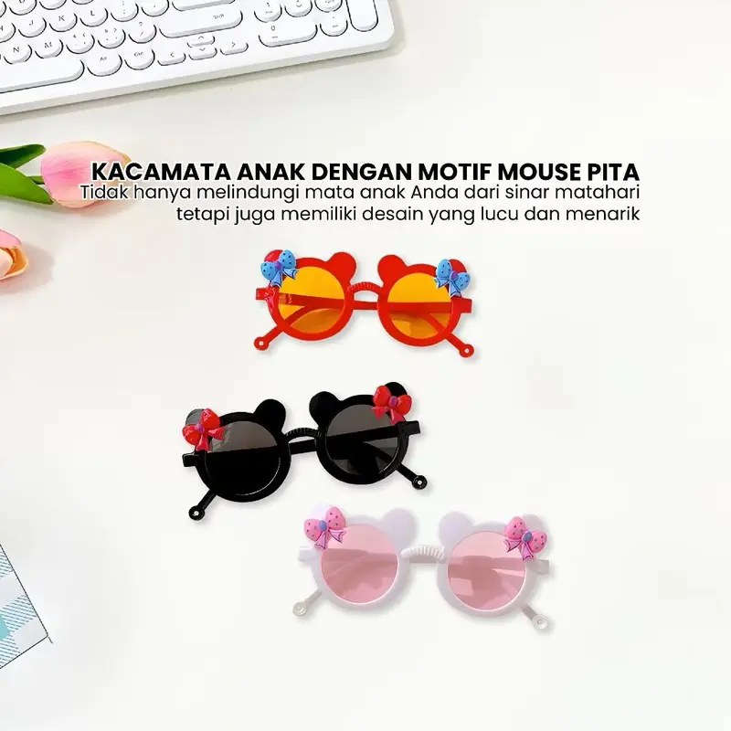 Kacamata Fashion Anti Radiasi Kacamata Anak Mouse Pita Imut Sunglasses 8