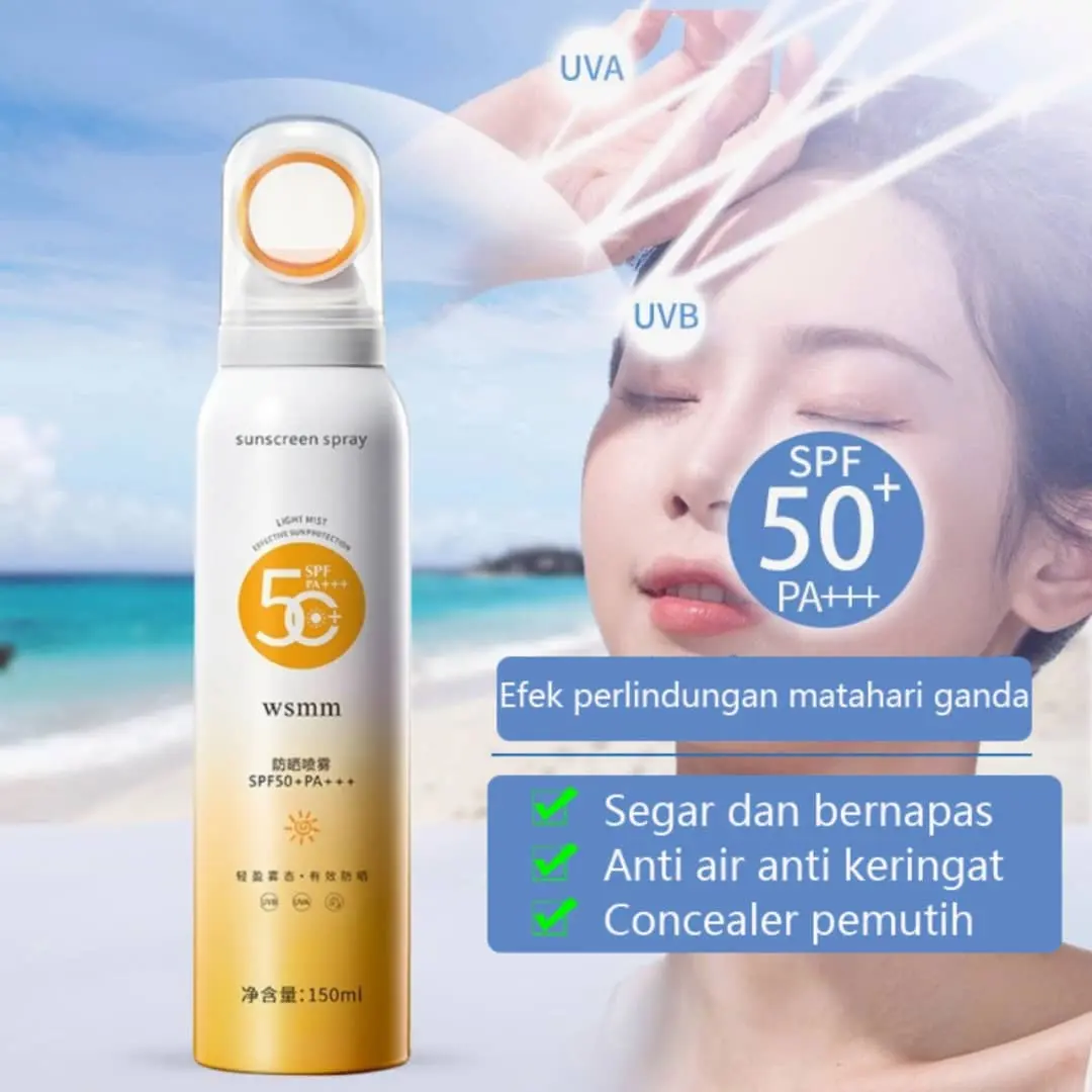 Whitening Sunscreen Mist SPF50 PA++++ Waterproof & Sweat Resistant Whitening Sunblock Spray Anti UV Face/Body Spray High Power UV Protection Moisturizing Concealer Sunscreen Spray 150ml
