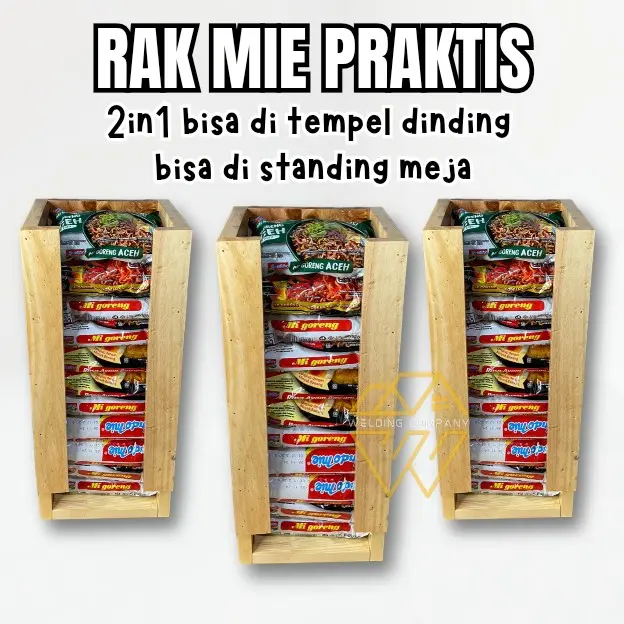 Rak Mie Instan Kayu Pinus dengan Finishing Glowsy - Muat Hingga 12 Bungkus Mie Instan - Dapur, Kitchenware 0