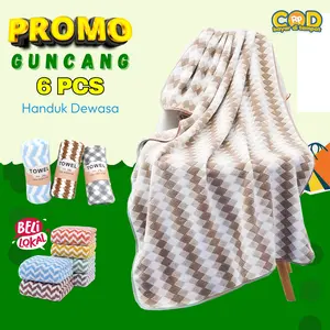 KUP - COD MURAH HANDUK MANDI ISI 6 PCS - UKURAN DEWASA 70 x 140 CM Microfiber handuk  mandi