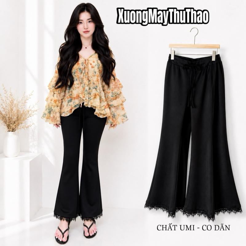 [M90 Dáng Nấm ] Quần Loe Chân Re  Dáng Nấm Cute Chất Umi KHÔNG TÚI Co Dãn BIGSIZE 90 cm