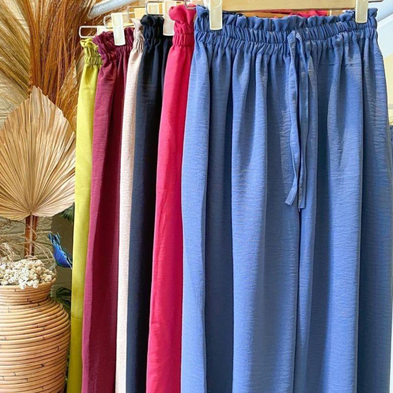 Product Introduction of celana kulot crincle cewek Santai Mini Polos Panjang 2