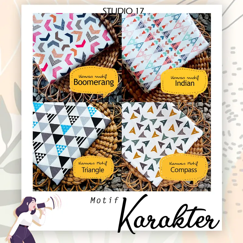 Kain Kanvas Motif Size 100cm x 50cm Bermotif Karakter 4